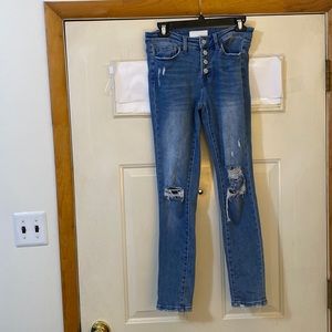 Vervet Button fly high waist destroyed skinny jeans sz 26 slightly cropped